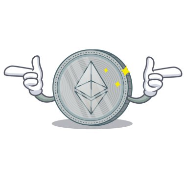Parmak Ethereum sikke karakter karikatür işaret