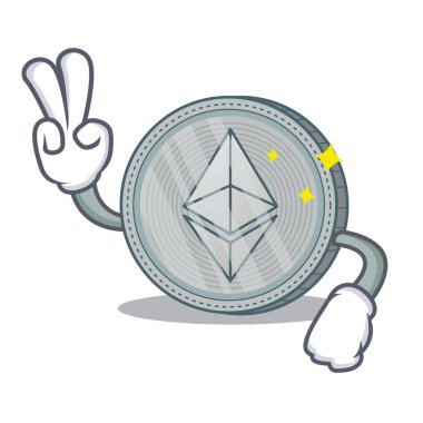 İki Ethereum sikke karakter karikatür parmak