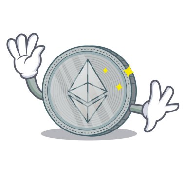 Ethereum para karakter karikatür sallayarak