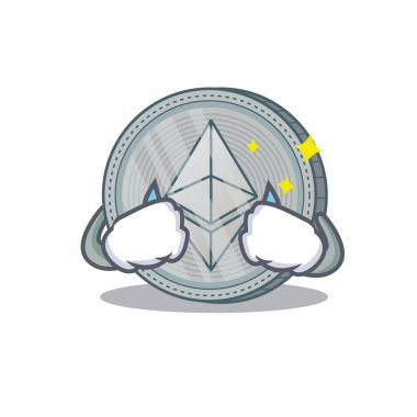 Ethereum para karakter karikatür ağlıyor