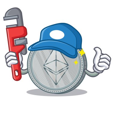 Tesisatçı Ethereum sikke karakter karikatür