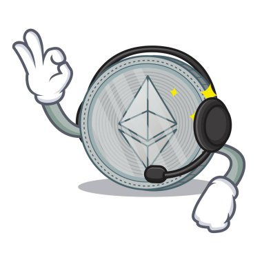 Kulaklık Ethereum sikke karakter karikatür ile