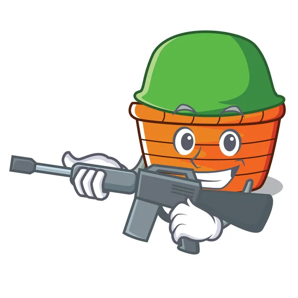 Army fruit basket character cartoon — Stock Vector