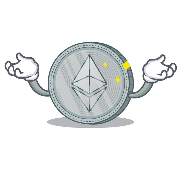Up Ethereum coin character — стоковый вектор