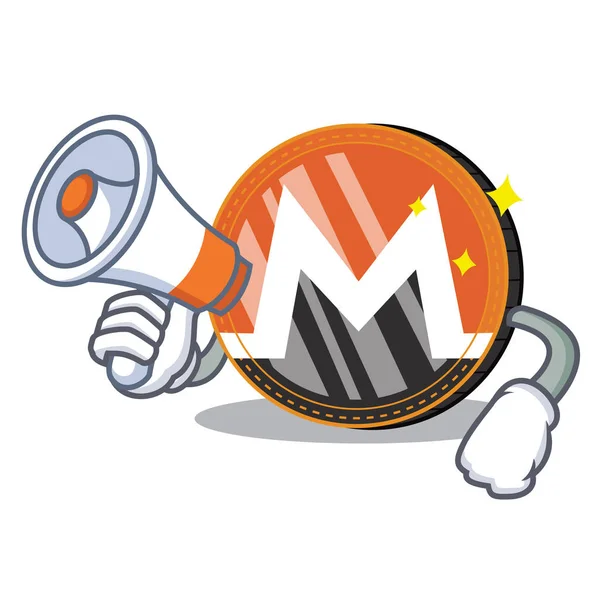 With megaphone Monero coin character cartoon — Stock Vector