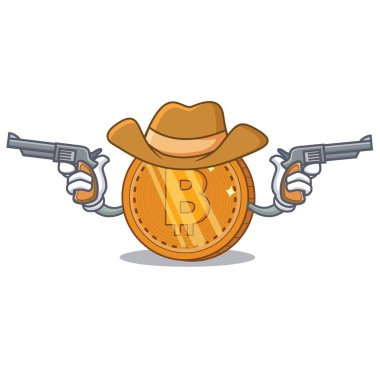 Kovboy bitcoin sikke karakter karikatür
