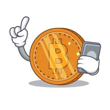 Telefon bitcoin sikke karakter karikatür ile