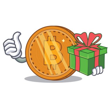 Hediye bitcoin sikke karakter karikatür ile