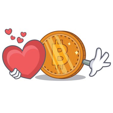 Kalp bitcoin sikke karakter karikatür ile