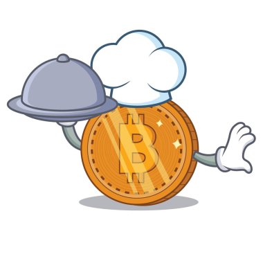 Şef gıda bitcoin sikke karakter karikatür ile