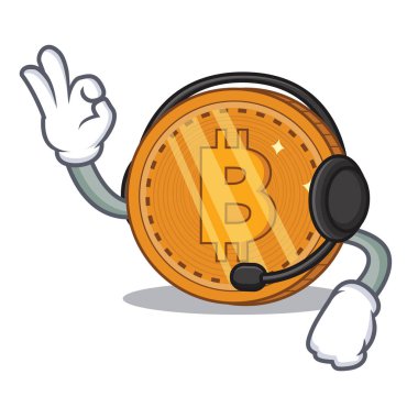 Kulaklık bitcoin sikke karakter karikatür ile