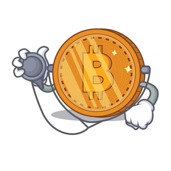 Arzt Bitcoin Coin Charakter Cartoon — Stockvektor