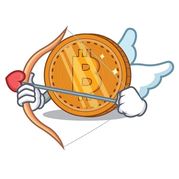 Cupidon Bitcoin pièce personnage dessin animé — Image vectorielle