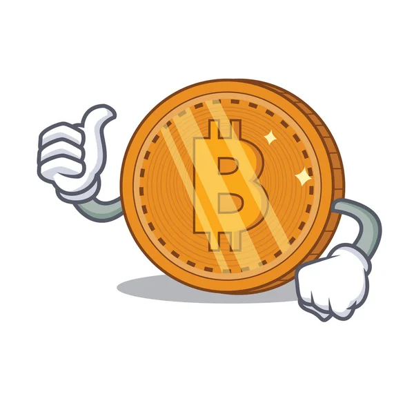 Thumbs up bitcoin character cartoon — стоковый вектор