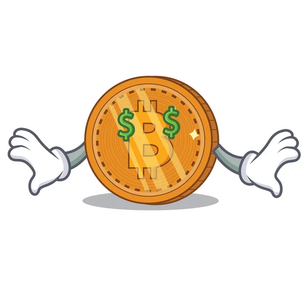 Pieniądze oko bitcoin monet charakter kreskówka — Wektor stockowy
