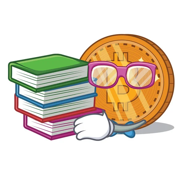 Öğrenci kitap bitcoin sikke karakter karikatür ile