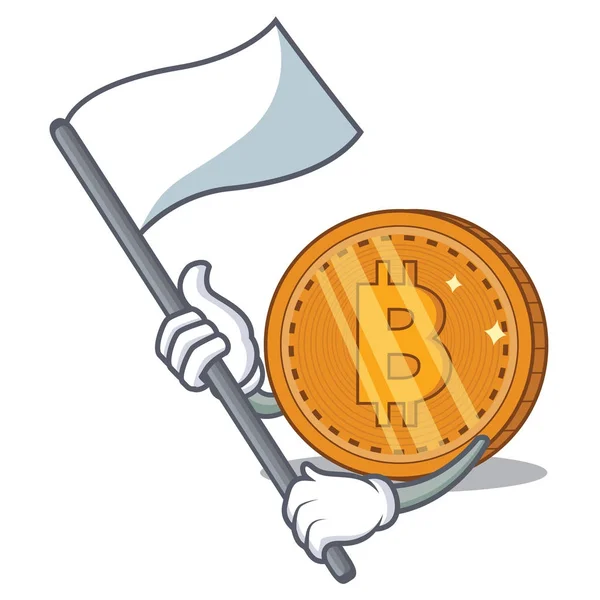 Z flagą bitcoin monet charakter kreskówka — Wektor stockowy