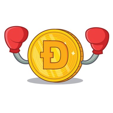 Dodgecoin karakter karikatür tarzı boks