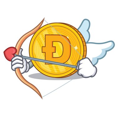 Aşk tanrısı Dodgecoin karakter karikatür tarzı