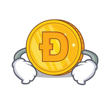 Bel Dodgecoin karakter karikatür tarzı el