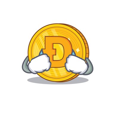 Dodgecoin karakter karikatür tarzı ağlıyor