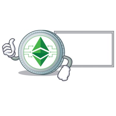 Başparmak yukarıya yönetim kurulu Ethereum klasik karakter karikatür ile