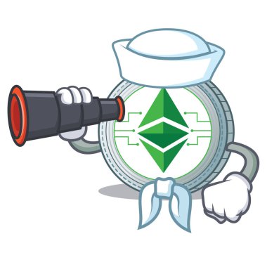 Denizci dürbün Ethereum klasik karakter karikatür ile