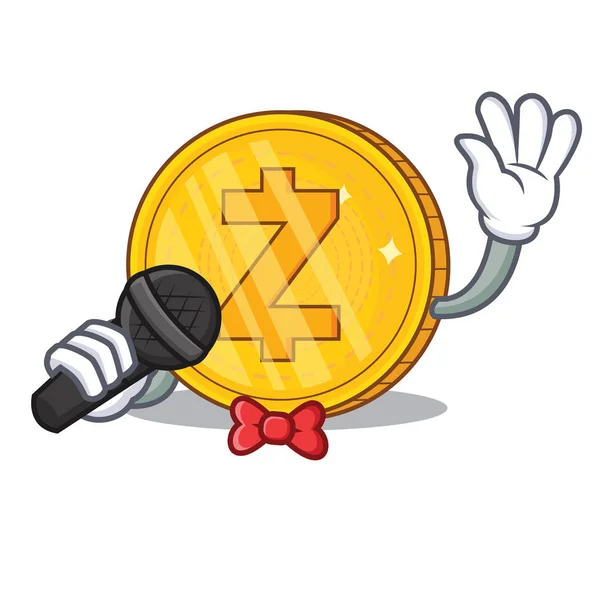 Singing Zcash coin character cartoon — Stock Vector