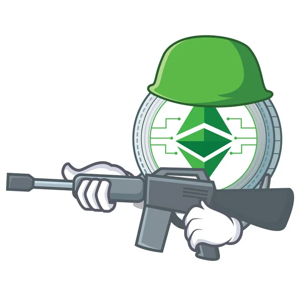 Esercito Ethereum personaggio classico cartone animato — Vettoriale Stock