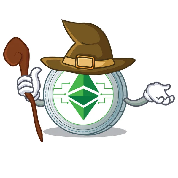 Witch Ethereum classic character cartoon — Stock Vector