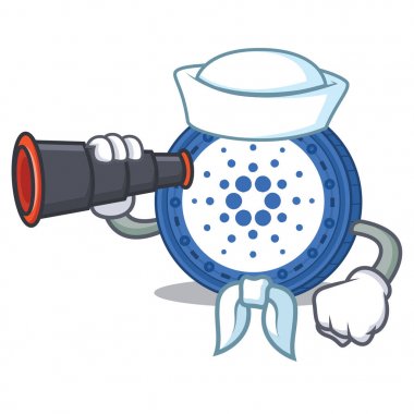 Denizci dürbün Cardano sikke karakter karikatür ile