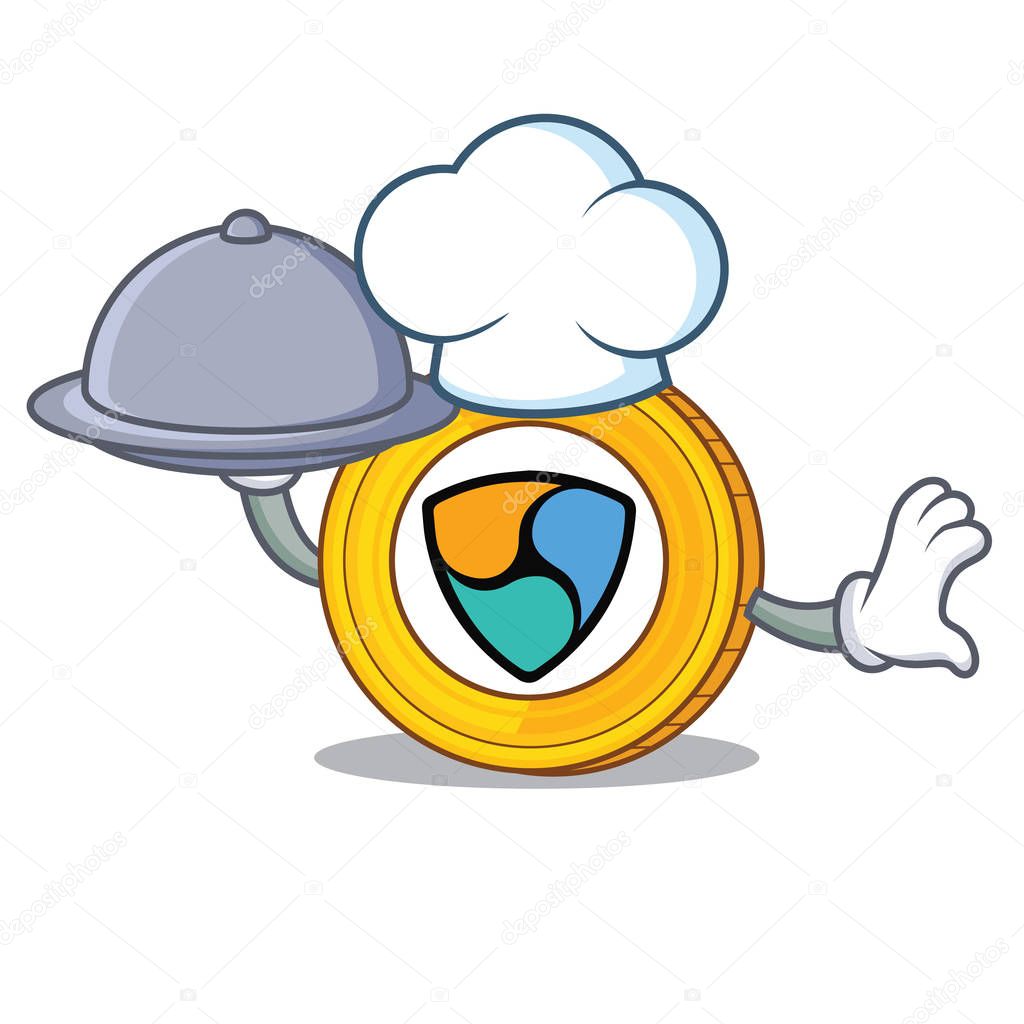 Chef with food NEM coin character cartoon