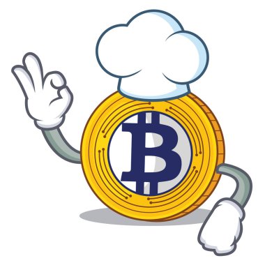 Şef Bitcoin altın karakter karikatür