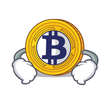 Bel Bitcoin altın karakter karikatür el