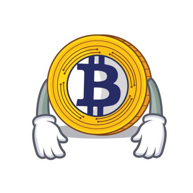 Yorgun Bitcoin altın karakter karikatür