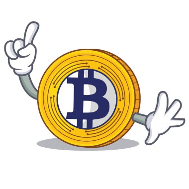 Parmak Bitcoin altın karakter karikatür