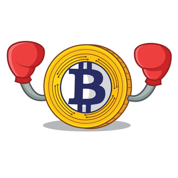 Boxen Bitcoin Gold Charakter Cartoon — Stockvektor