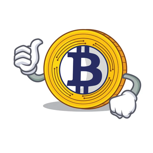 Pulgares arriba Bitcoin Gold personaje de dibujos animados — Vector de stock
