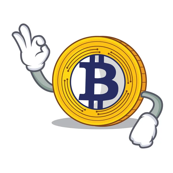 Okay Bitcoin Gold Charakter Cartoon — Stockvektor