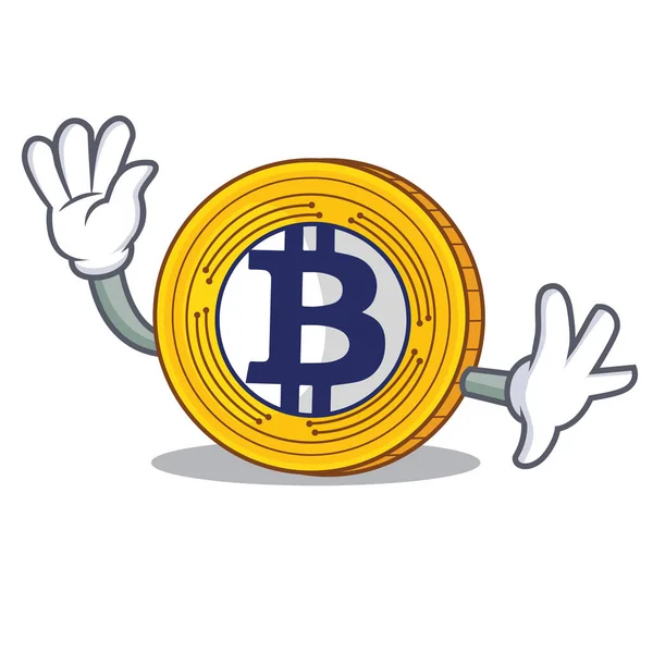 Розмахуючи Bitcoin золотом символ мультфільм — стоковий вектор