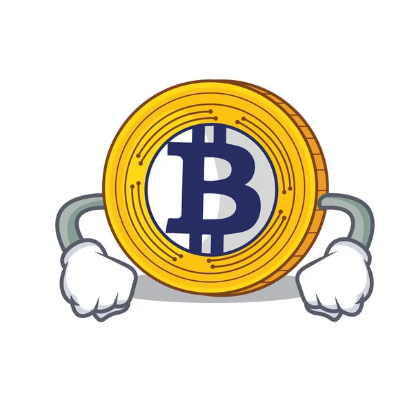 Bitcoin złota zły charakter kreskówka — Wektor stockowy