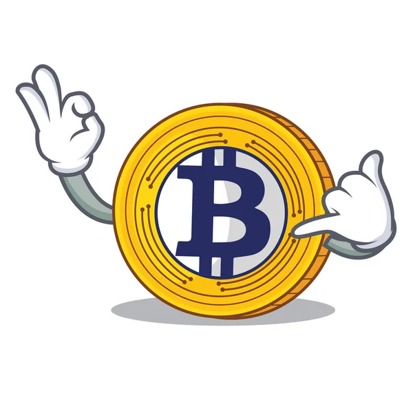 Hívj Bitcoin arany karakter cartoon — Stock Vector