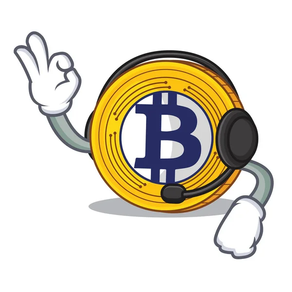 Kulaklık Bitcoin altın ile karikatür karakter — Stok Vektör