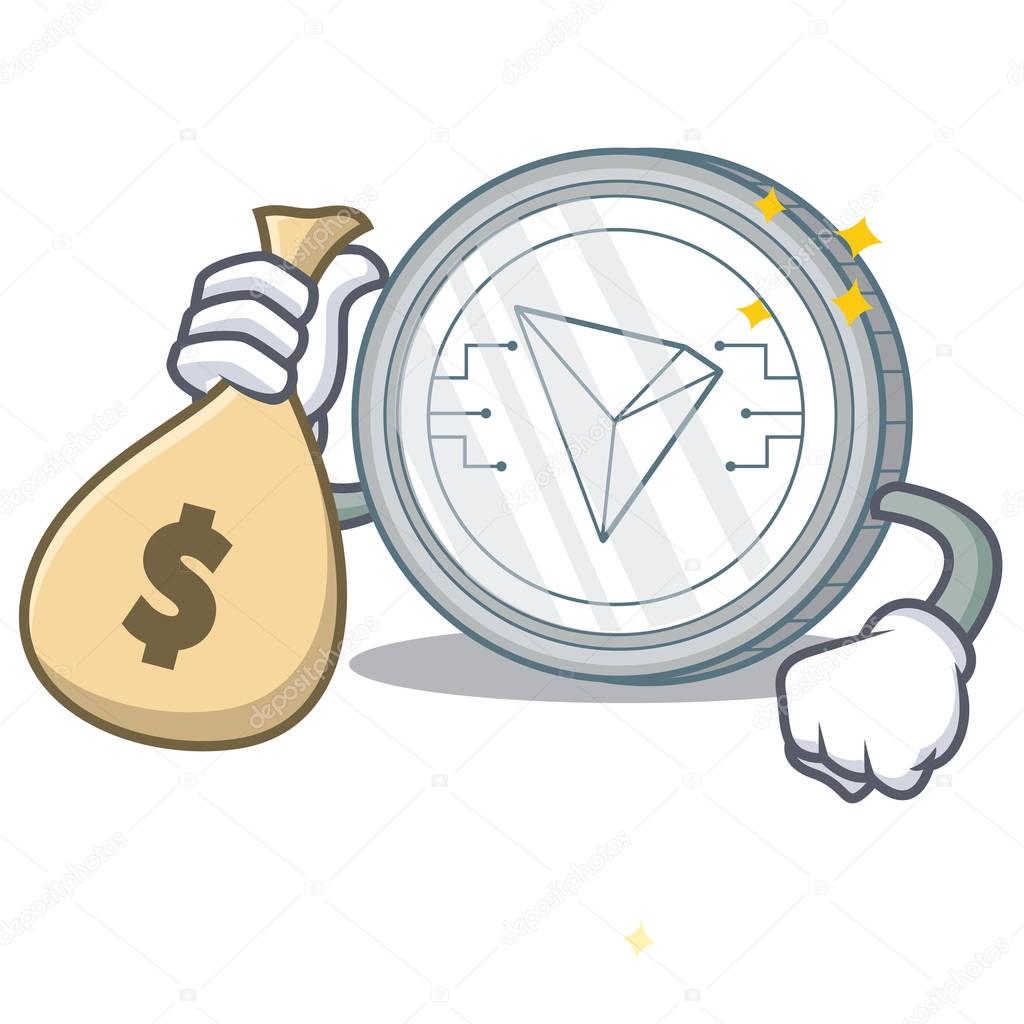 With money bag Tron coin character cartoon