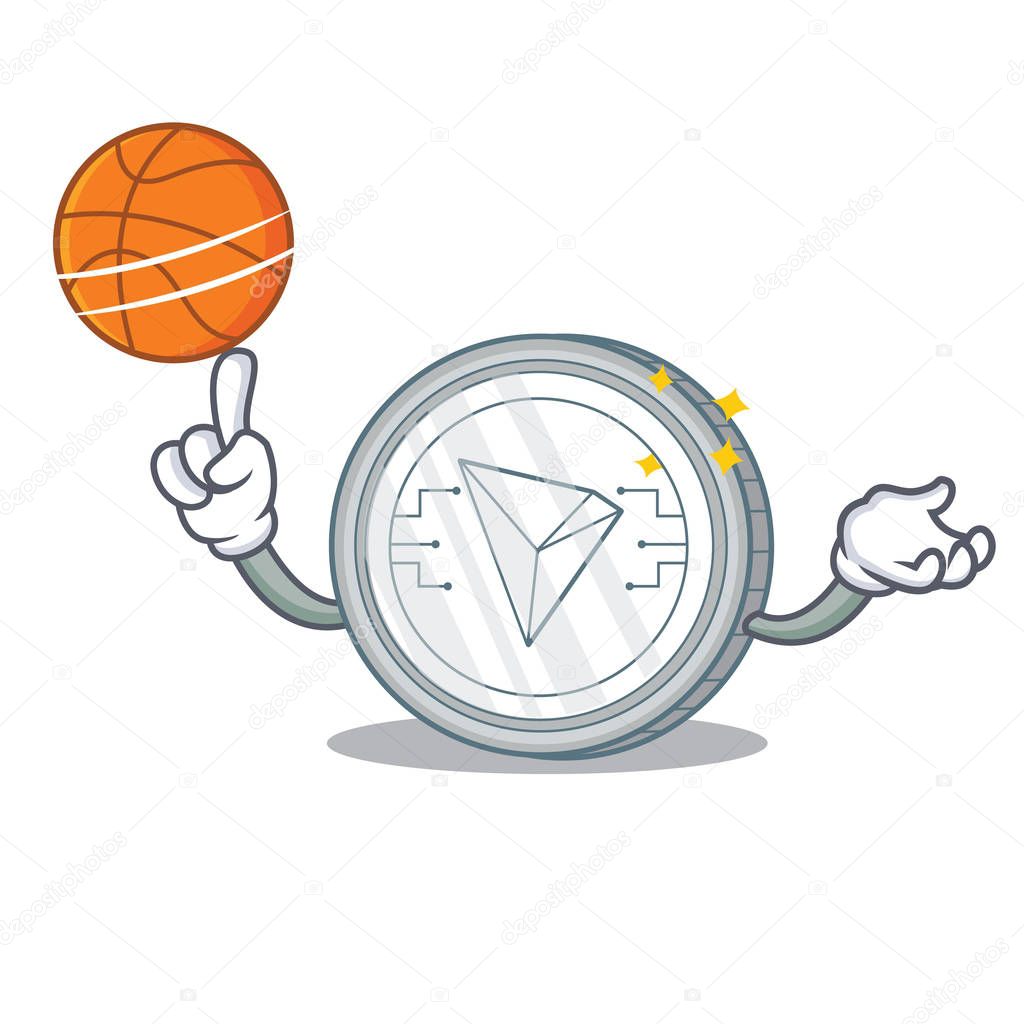 With basketball Tron coin character cartoon