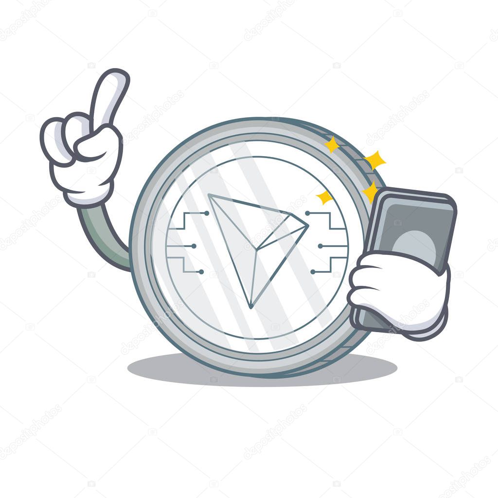 With phone Tron coin character cartoon