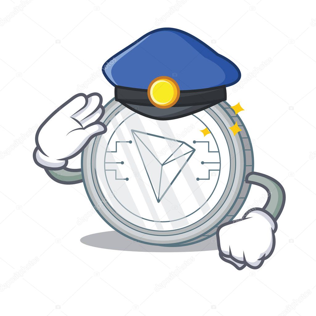 Police Tron coin character cartoon