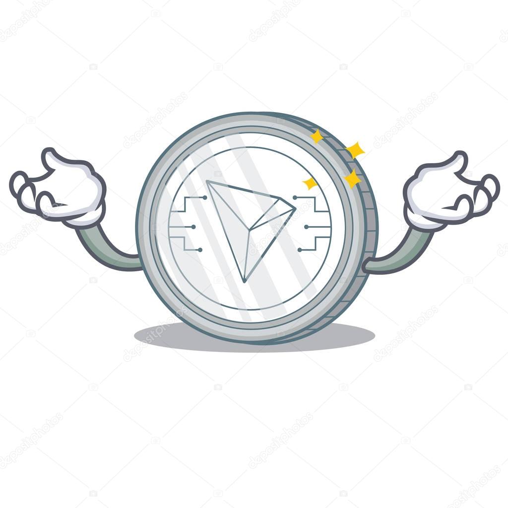 Hand up Tron coin character cartoon