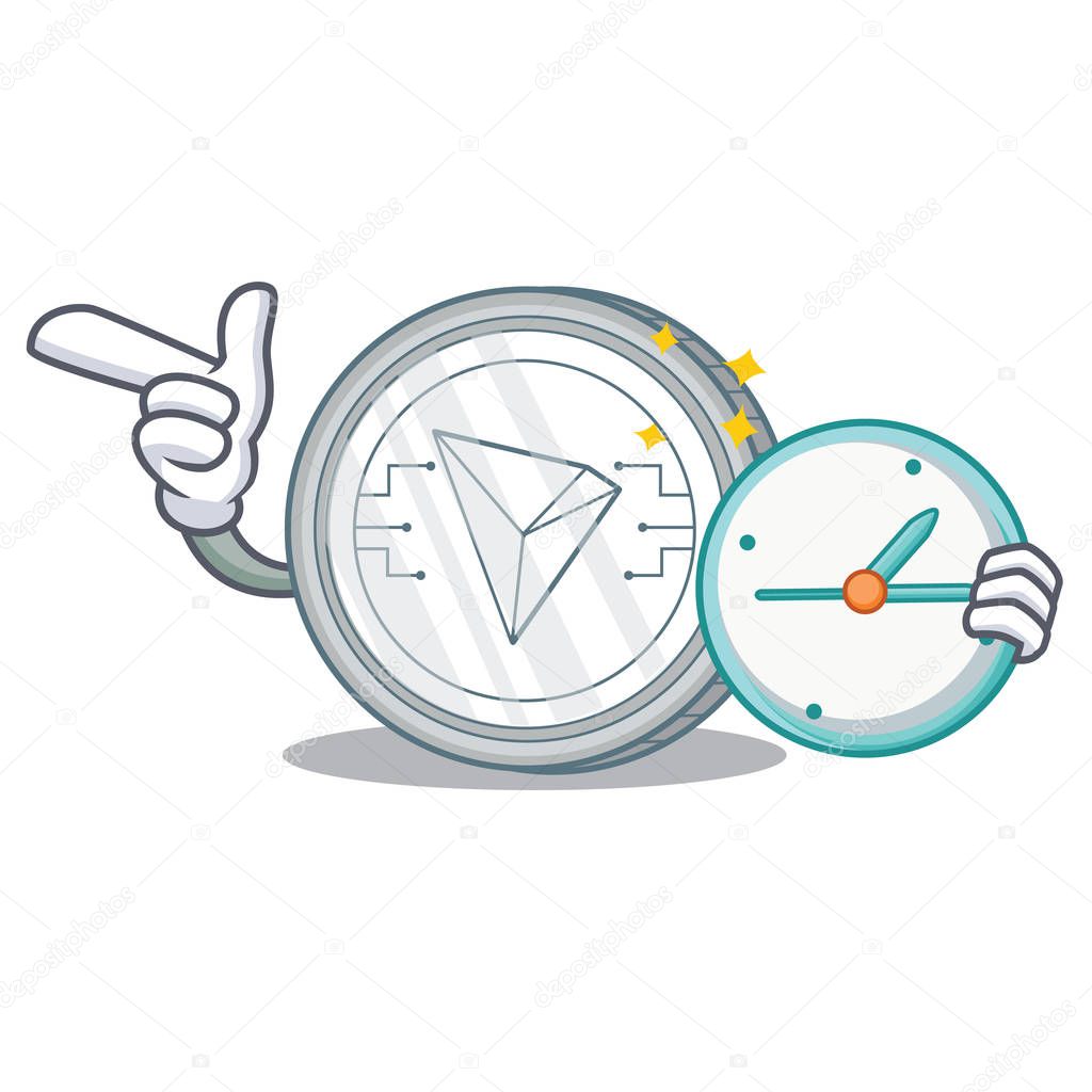 With clock Tron coin character cartoon