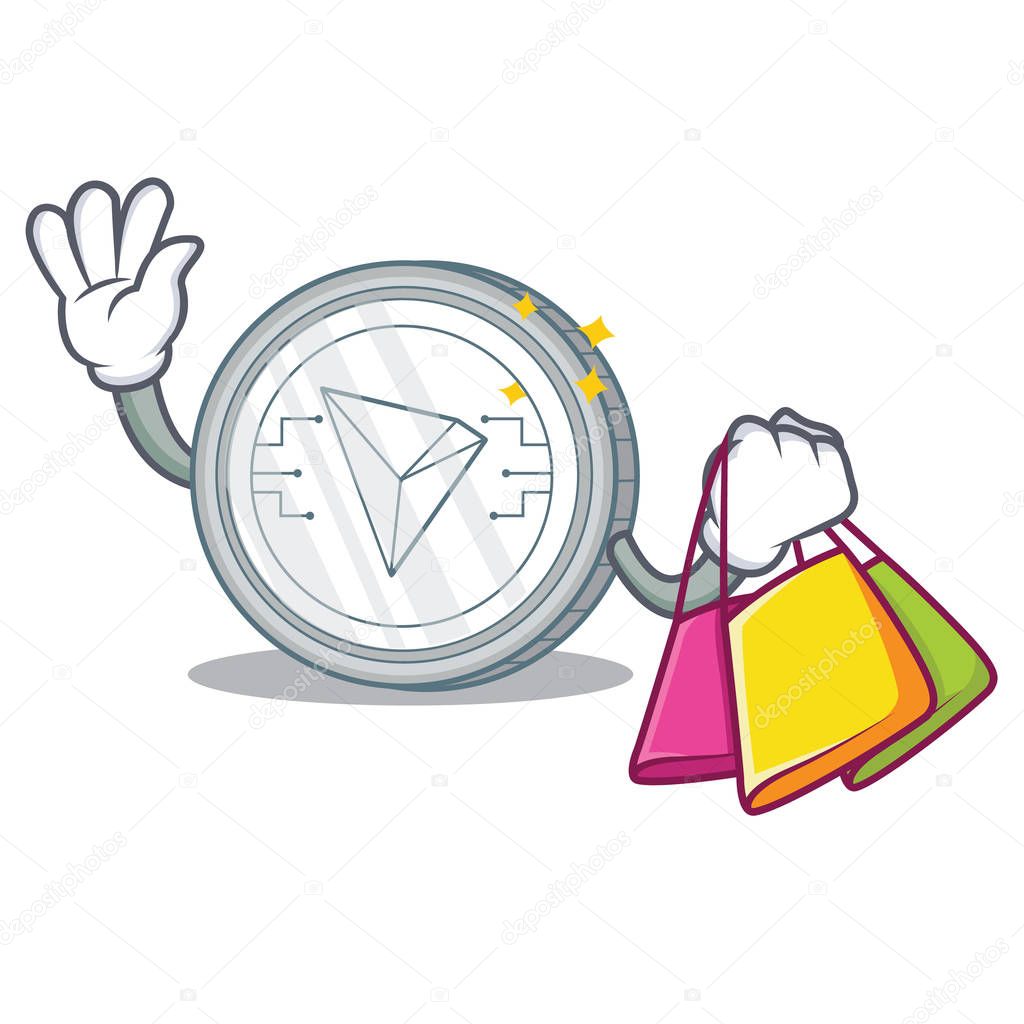 Shopping Tron coin character cartoon